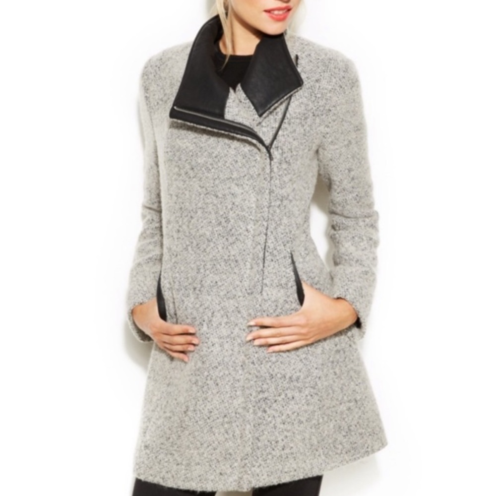 Calvin Klein asymmetric wool blend gray coat